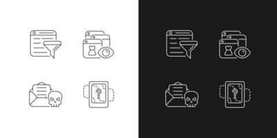 Network surveillance linear icons set for dark and light mode vector