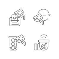 Surveillance system linear icons set vector