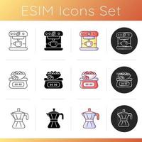 Coffee shop machine icons set vector