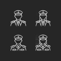 Cruise crew chalk white icons set on dark background vector