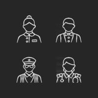 Cruise staff chalk white icons set on dark background vector