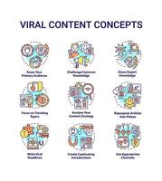 Conjunto de iconos de concepto de contenido viral vector