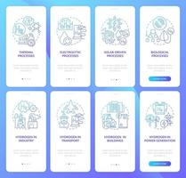 Hydrogen production onboarding mobile app page screens set vector