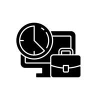 Set working hours black glyph icon vector