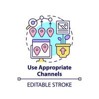 Use appropriate channels for content concept icon vector