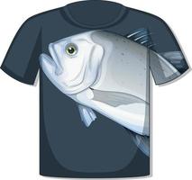 parte delantera de la camiseta con plantilla de pescado vector