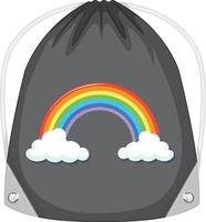 A black drawstring bag with rainbow pattern vector