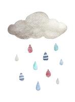 Rainy cloud. Watercolor illustration. vector