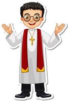Cartoon character of priest sticker vector