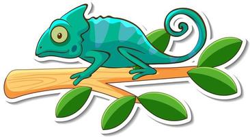 Chameleon lizard standing on a branch sticker vector