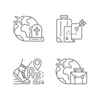 Tourism linear icons set vector