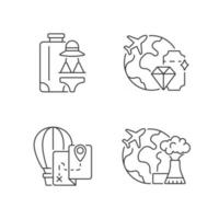 International travel linear icons set vector