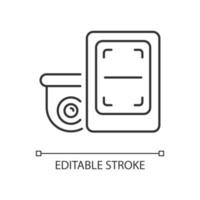 Remote monitoring with surveillance system linear icon vector