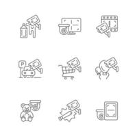 Securing home and business linear icons set vector