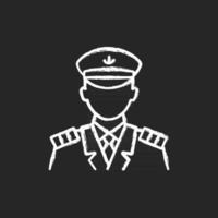 Male captain chalk white icon on dark background vector