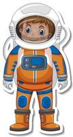 Astronaut or spaceman cartoon character in sticker style vector