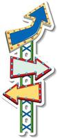 Sticker template with direction arrow board banner in funfair style vector