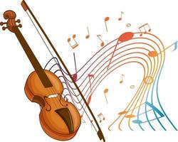 Violin classical music instrument with melody symbols vector