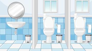 cubículos de baños públicos con lavabo y espejo vector