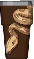 A brown thermos flask with snake pattern vector