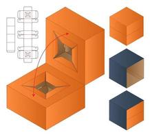 caja de embalaje diseño de plantilla troquelada maqueta 3d vector