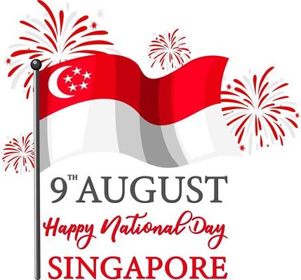 Singapore National Day banner with Singapore flag