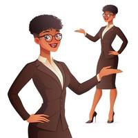 Smiling businesswoman presenting vector illustration