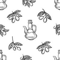 Olive oil seamless pattern. Olive branch pattern. vector