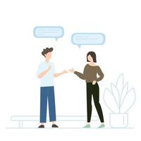 Communication between a man and a woman on a white background - Vector