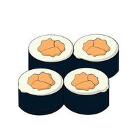 Realistic fish rolls, the national Japanese dish - Vector