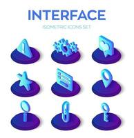 Interface icons set. User interface 3D isometric icons for mobile vector