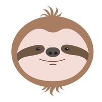 Cute sloth head, smiling face vector