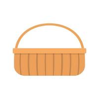 Wicker picnic basket. Woven willow hamper with one handle vector