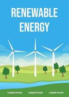 Renewable energy poster flat vector template