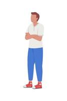 Man tired of waiting semi flat color vector character