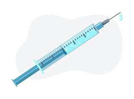 Syringe and green vaccine vial of medicine vector