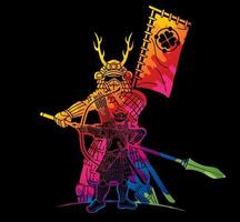 Group of Samurai Warrior Ronin with Weapons vector