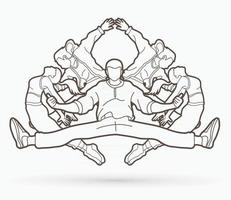 Group of Dancer Dancing Outline vector