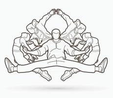 Group of Dancer Dancing Outline vector