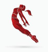 mujer bailando saltando acción vector