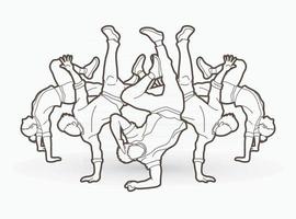 Group of Dancer Dancing Street Dance Outline vector