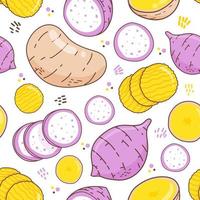 Seamless pattern potato with taro on white background vector