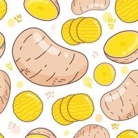 Seamless pattern collection potatoes on white background vector