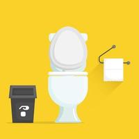 toilet bowl with trash and toilet paper vector