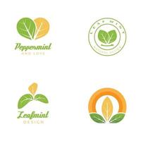 hojas de menta, plano, vector, color, icono, plantilla, ilustración, diseño vector