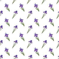 Cute seamless pattern of iris flowers. Bright spring and summer print vector