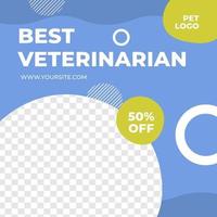 Pet care service sale discount social media post template minimalis vector