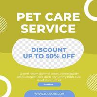 Pet care service sale discount social media post template minimalis vector