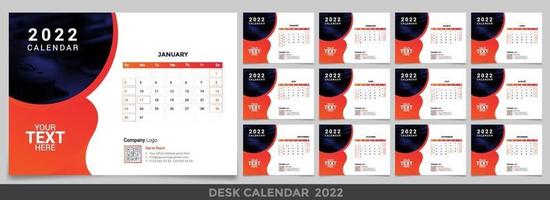 Desk calendar 2022 planner corporate template design set vector