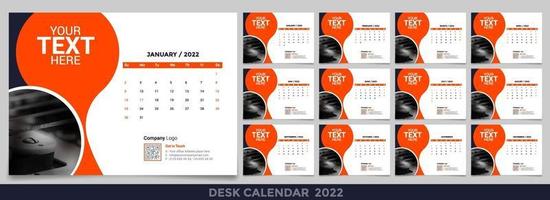 Desk calendar 2022 planner corporate template design set vector